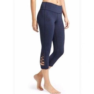 Athleta Navy Spacedye Criss Cross Quest Capri leggings Small